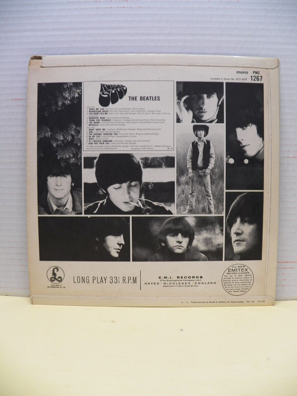 12" LP VG+ The Beatles Rubber Soul 1965 UK Import Mono 2nd Press Roman Font