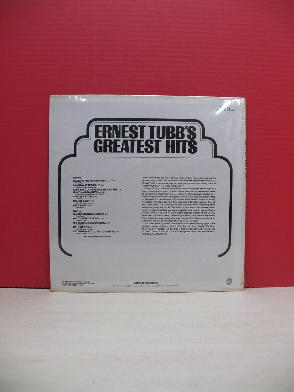 Sealed 12" LP Ernest Tubb's Greatest Hits 1973 MCA Records Reissue MCA-16