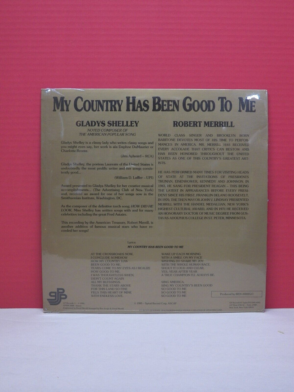 Sealed 12" Single Robert Merrill My Country Has Been Good To Me 1986 GP Records