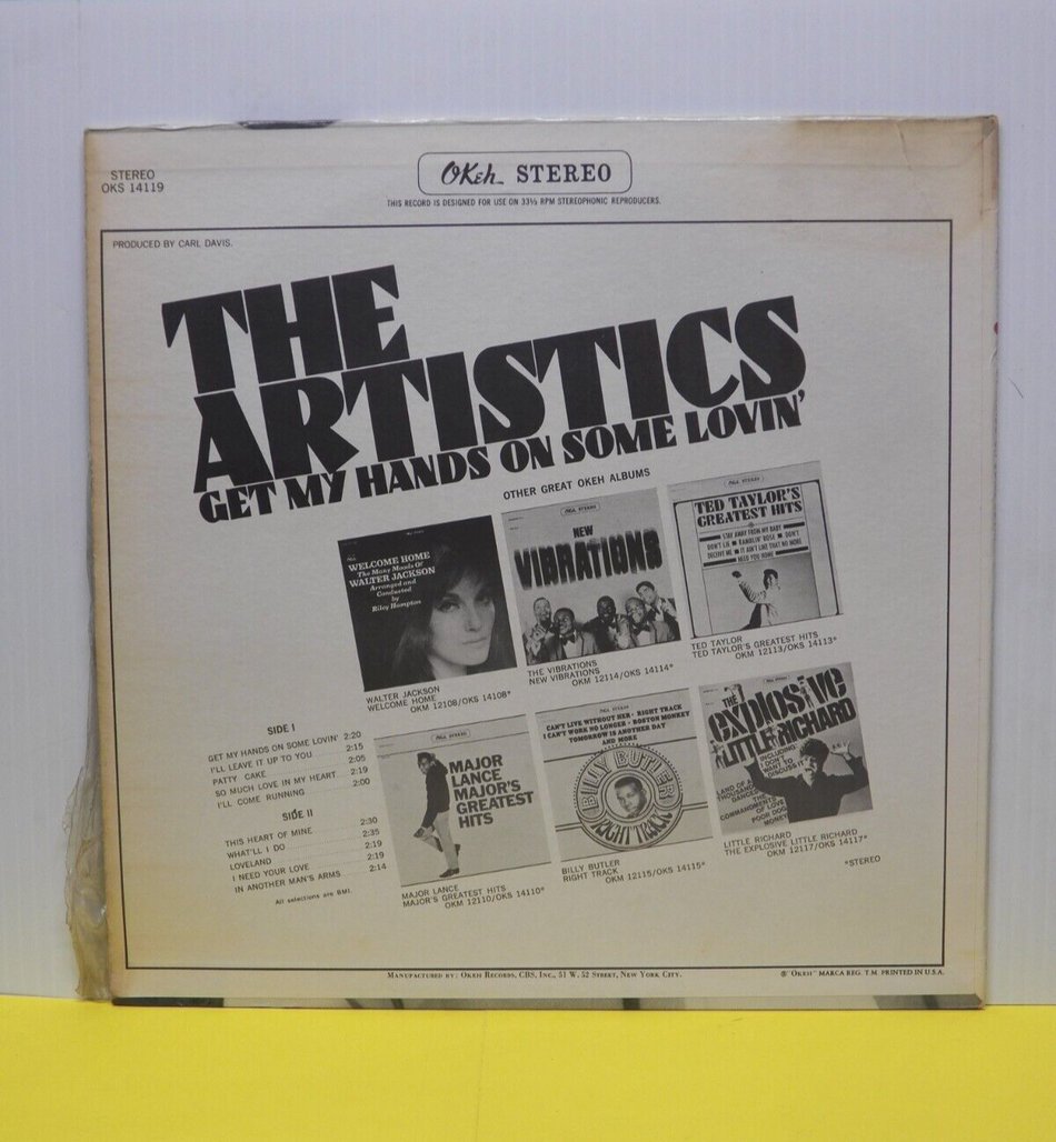 12" LP VG++ The Artistics Get My Hands On Some Lovin' 1967 OKeh Stereo