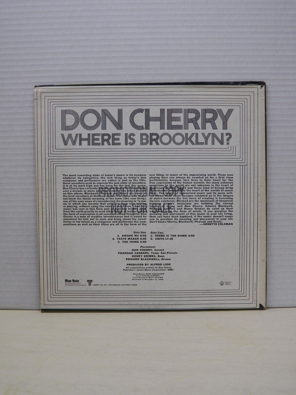 12" LP NM Don Cherry Where Is Brooklyn? 1969 Blue Note Stereo Promo BST 84311