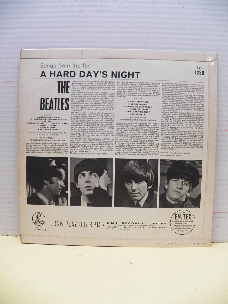 12" LP EX The Beatles A Hard Day's Night 1964 Mono UK Garrod & Lofthouse Cover