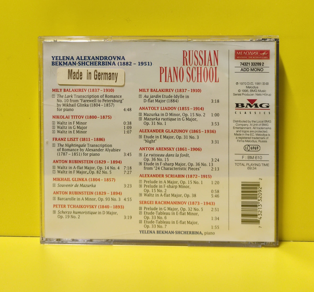 Yelena Bekman-Shcherbina - Russian Piano Music Vol. 11 - 1996 - 74321-33209-2 Used - VG++ - CDs