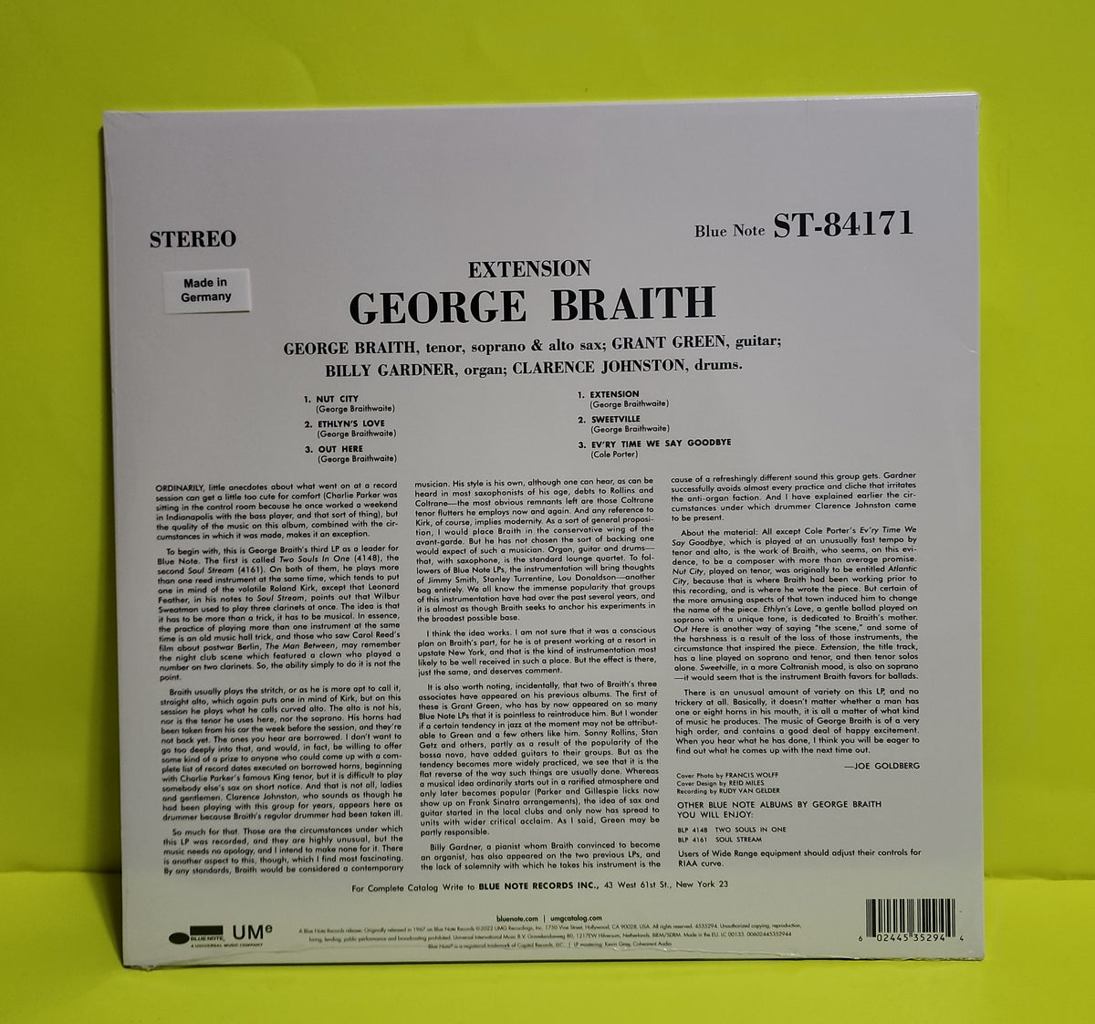 George Braith - Extension - 2022 - 4535294 New - Sealed - Vinyl