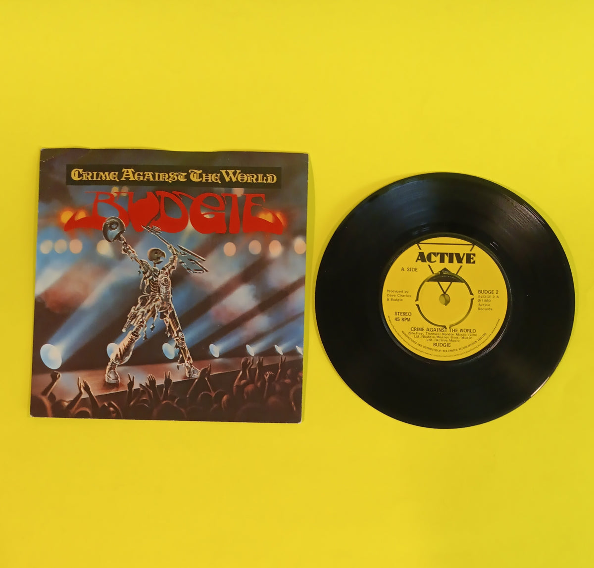 Budgie - Crime Against The World (UK 7") - 1980 - BUDGE 2 Used - VG++ - Vinyl