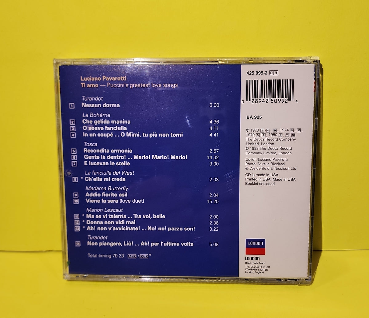 Pavarotti, Puccini - Ti Amo (Puccini's Greatest Love Songs) Autographed  - 425 099-2 Used - EX - CDs