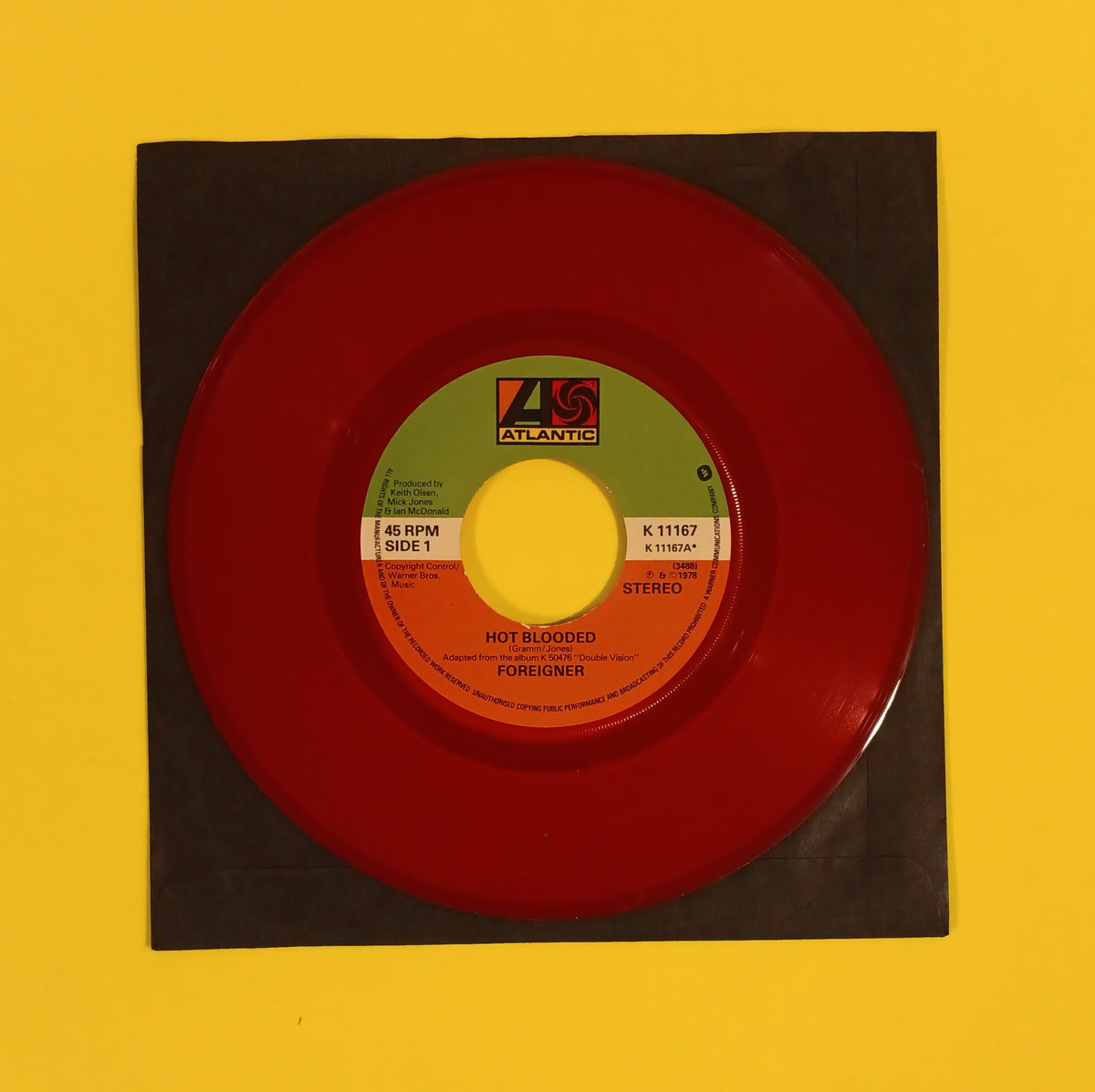 Foreigner - Hot Blooded / Tramontane (UK Red 7") - 1978 - K 11167 Used - VG++ - Vinyl