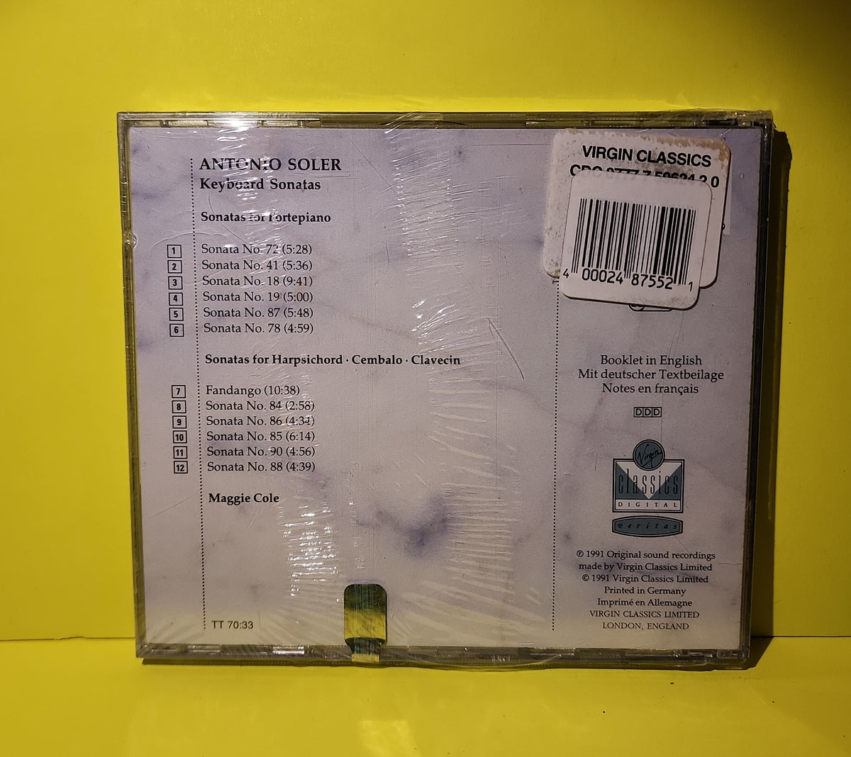 Maggie Cole, Soler - Keyboard Sonatas  - 1991 - VC 7 91172-2 New - Sealed - CDs