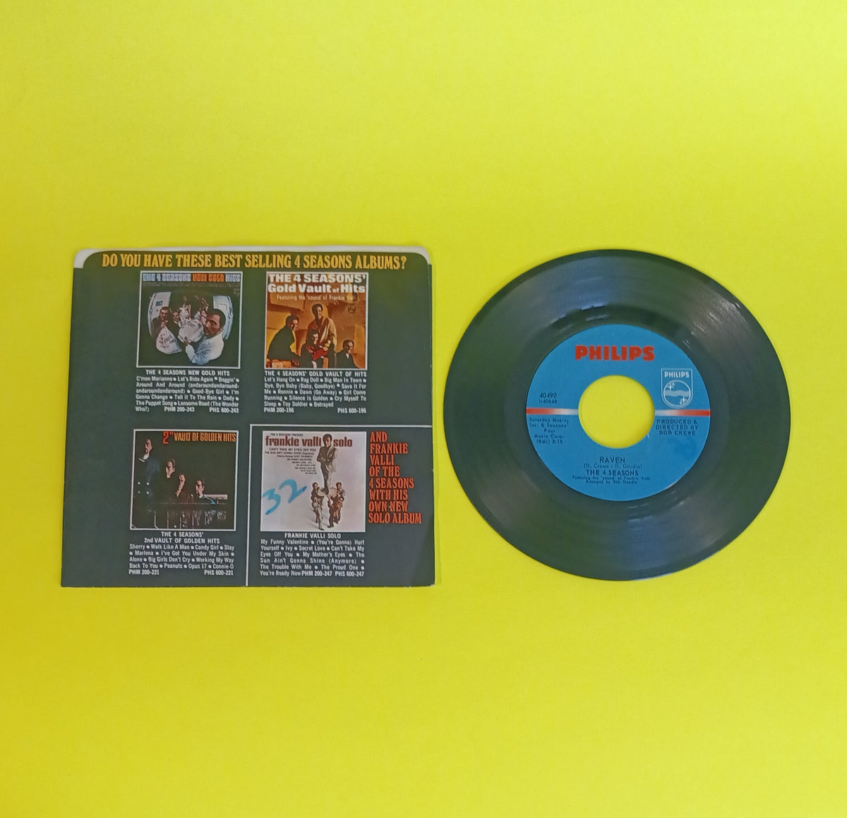 The 4 Seasons - Watch the Flowers Grow 7" - 1967 - 40490 Used - VG++ - Vinyl