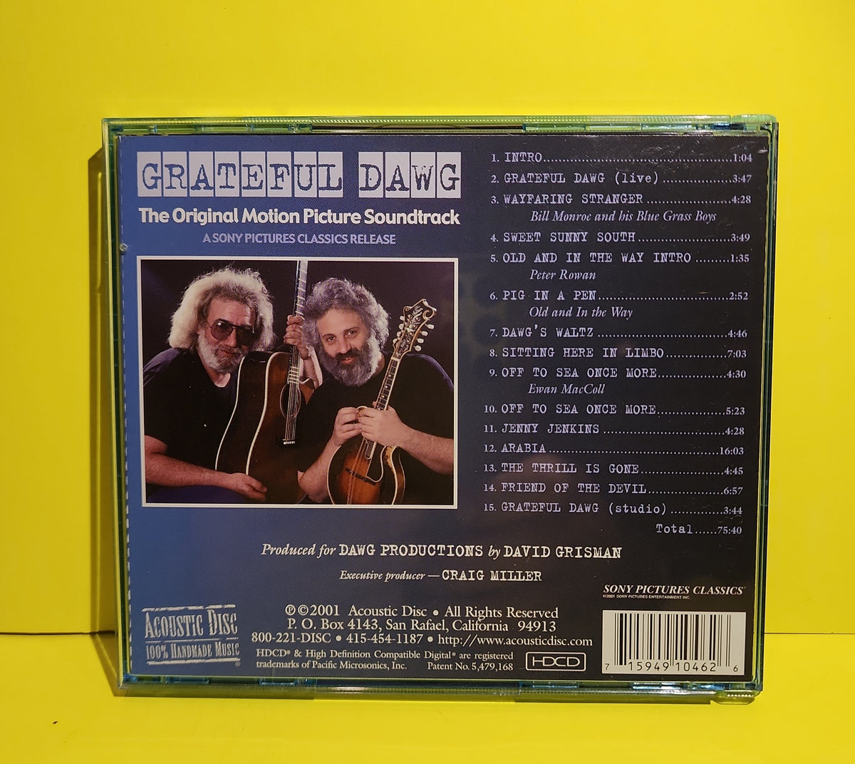 Jerry Garcia, David Grisman - Grateful Dawg  (The Original Motion Picture Soundtrack) - 2001 - ACD-46 Used - EX - CDs