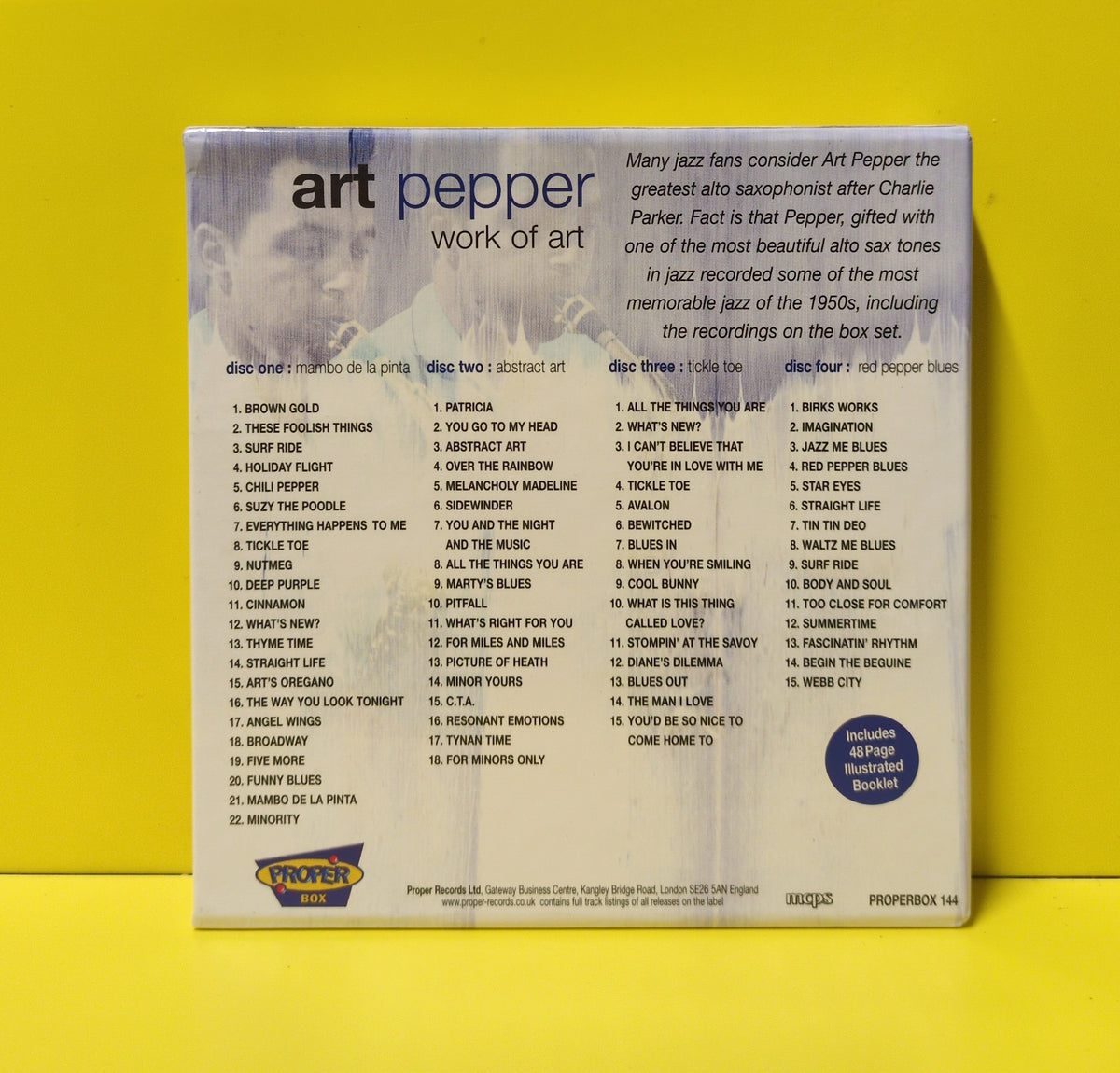 Art Pepper - Work of Art - 2008 - PROPERBOX 144 Used - EX - CDs - 4xCD Box Set