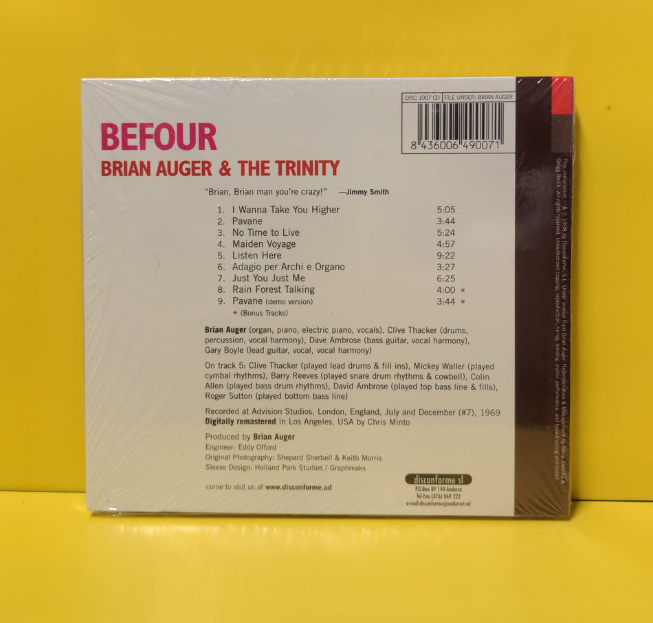 Brian Auger & The Trinity - Befour - 1998 - DISC 1007 CD New - Sealed - CDs - Limited Edition - Reissue