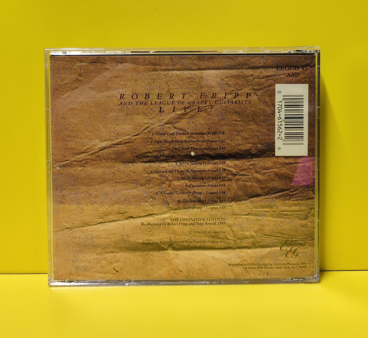 Robert Fripp And The League Of Crafty Guitarists - Live! - 1990 - EEGCD 43 Used - EX - CDs - Reissue - Remastered