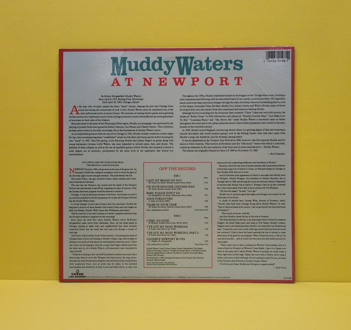 Muddy Waters - Muddy Waters At Newport 1960 - 1986 - CH-9198 Used - VG++ - Vinyl - Reissue - Remastered
