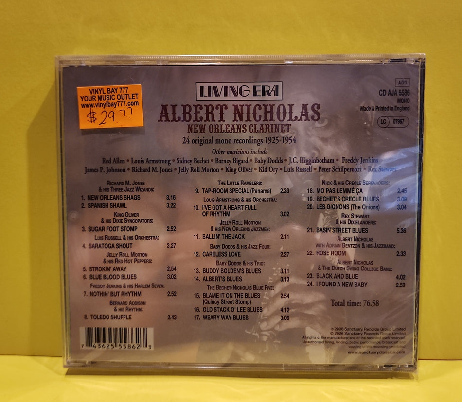 Albert Nicholas - New Orleans Clarinet - 2006 - CD AJA 5586 New - Sealed - CDs