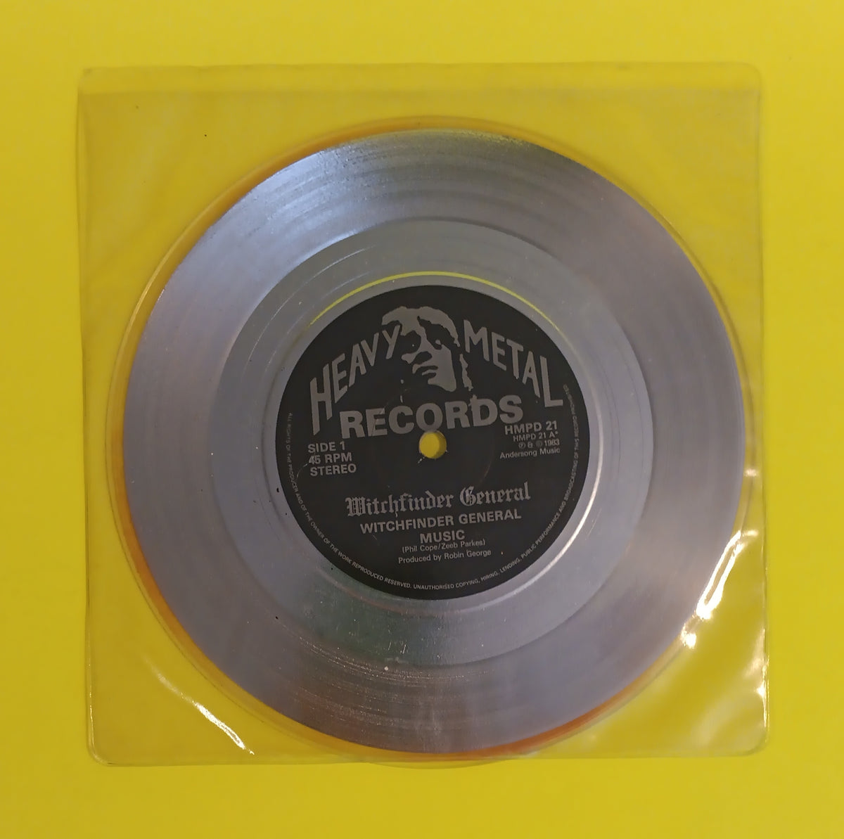 Witchfinder General - Music / Last Chance (UK Silver 7") - 1983 - HMPD 21 Used - VG++ - Vinyl