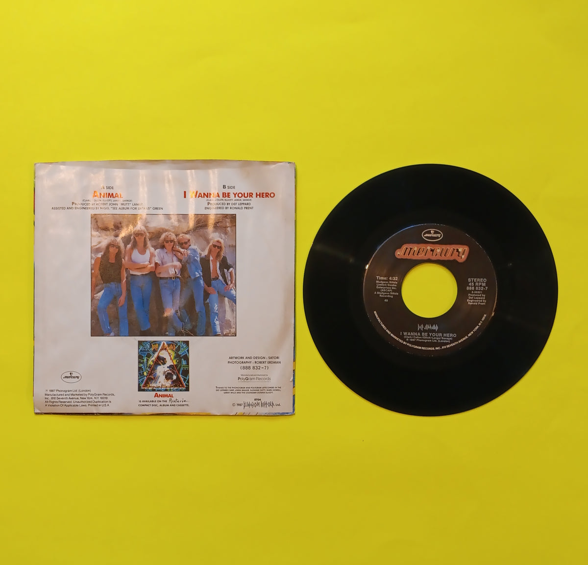 Def Leppard - Animal / I Wanna Be Your Hero 7" - 1987 - 888 832-7 Used - VG++ - Vinyl