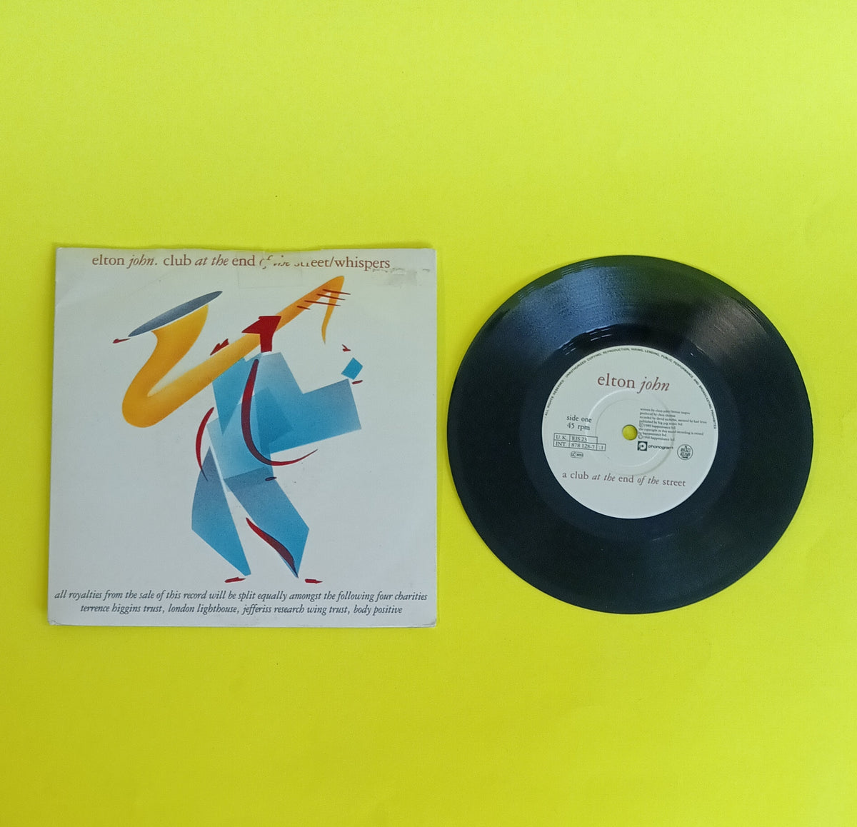 Elton John - Club At The End Of The Street / Whispers (UK 7") - 1990 - EJS 23 Used - VG+ - Vinyl