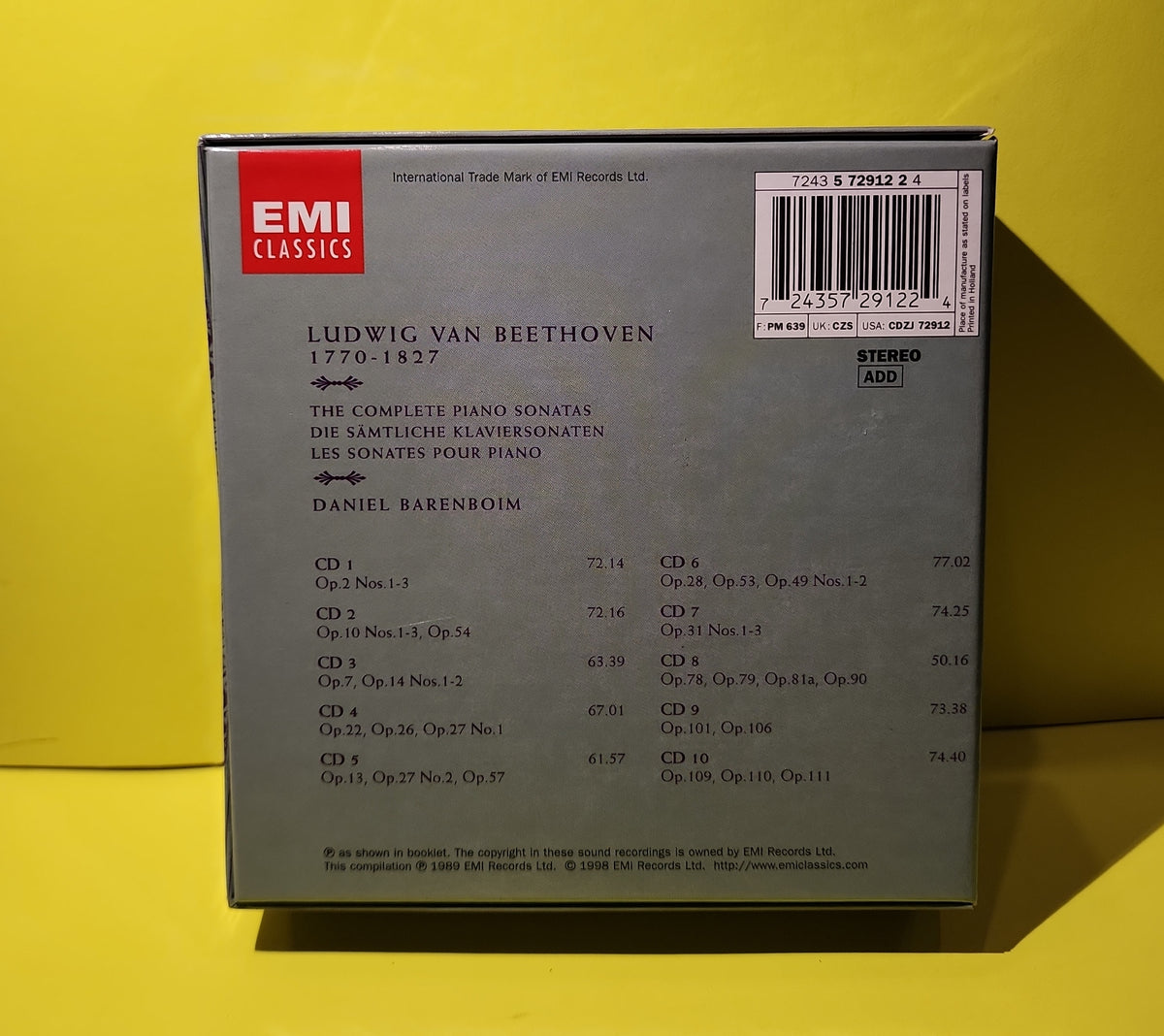 Beethoven - Daniel Barenboim / 10 CDs Box Set. - 1998 - 7243 572912 2 4 Used - NM - CDs