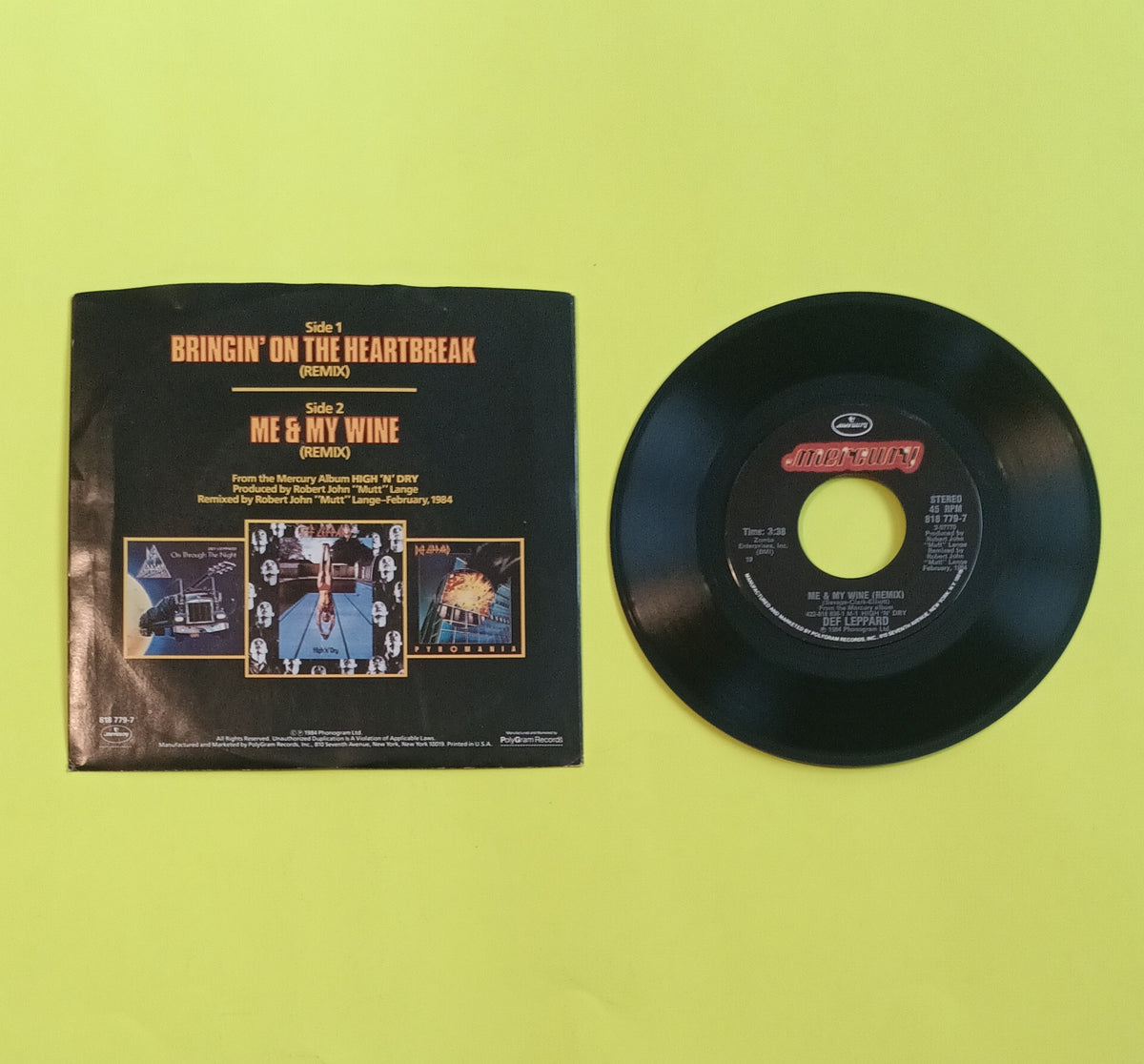 Def Leppard - Bringin' On the Heartbreak (remix) - 1984 - 818 779-7 Used - VG++ - 7" Vinyl