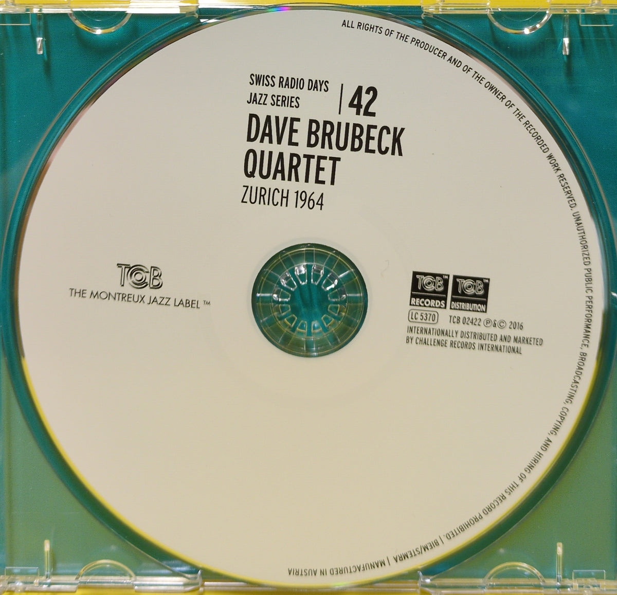The Dave Brubeck Quartet - Zurich 1964 - 2016 - TCB 02422 Used - EX - CDs
