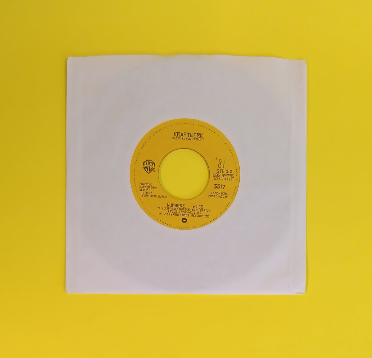 Kraftwerk - Numbers / Computer Love 7" - 1981 - WBS 49795 Used - VG++ - Vinyl