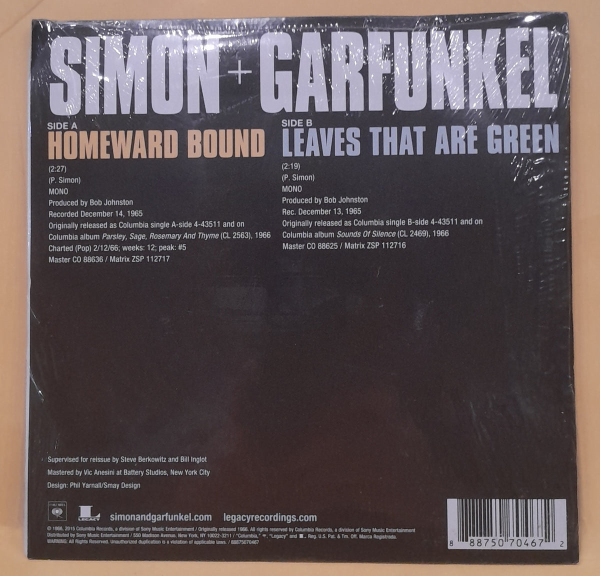 Simon & Garfunkel - 7" Record Store Day Homeward Bound - 2015 - 88875070467 New - Sealed - Vinyl