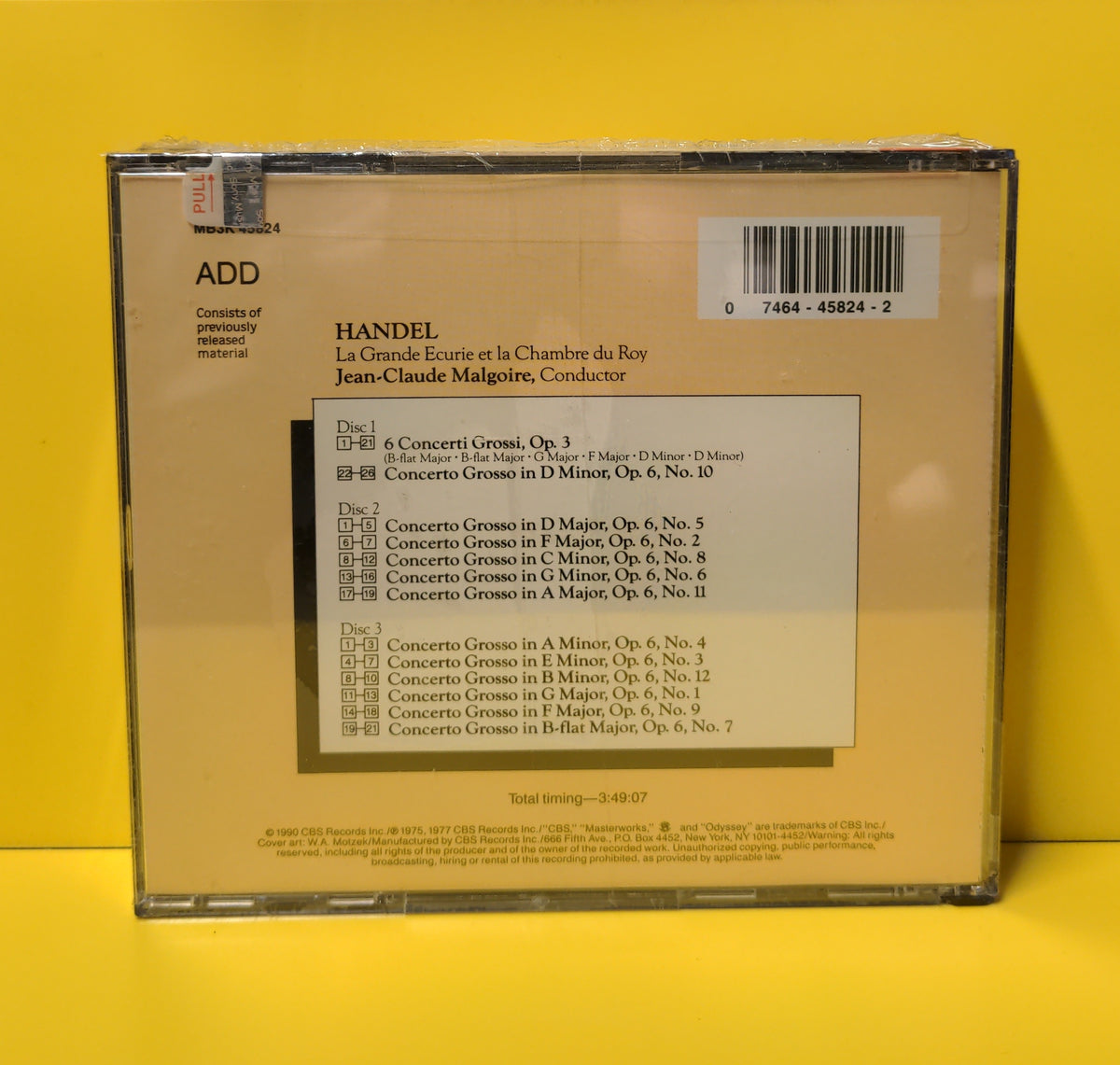 Handel, Jean-Claude Malgoire, La Grande Ecurie Et La Chambre Du Roy - The Concerti Grossi Opp. 3 & 6 - 1990 - MB3K 45824 New - Sealed - 3xCD