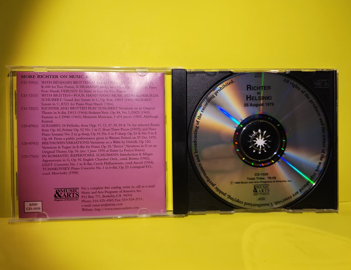 Sviatoslav Richter, Ludwig van Beethoven, Robert Schumann, Frédéric Chopin - Richter in Helsinki: the vaunted 25 August 1976 recital - 1998 - CD-1020 Used - EX - CDs