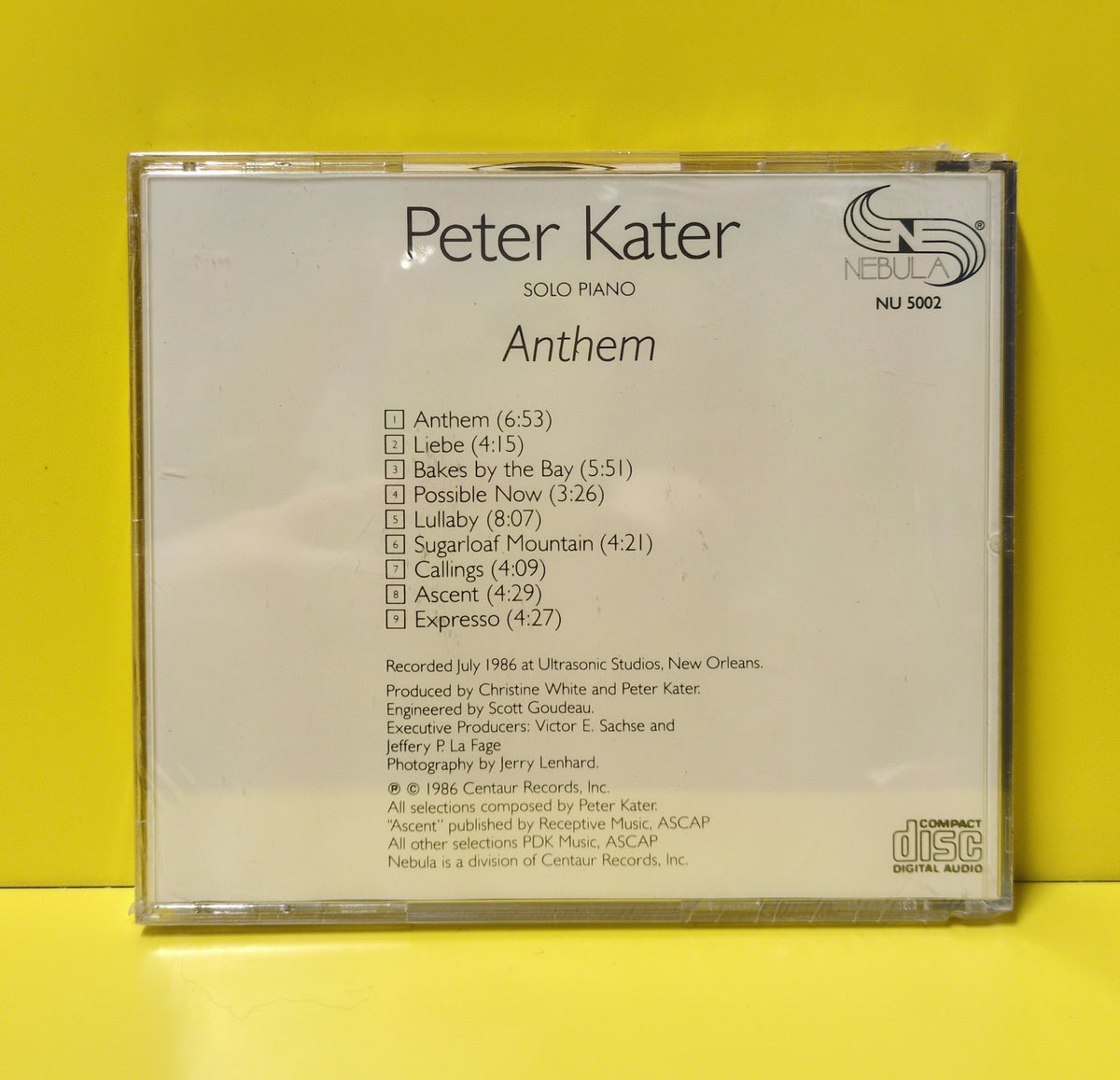 Peter Kater  - Anthem - 1986 - NU 5002 New - Sealed - CDs