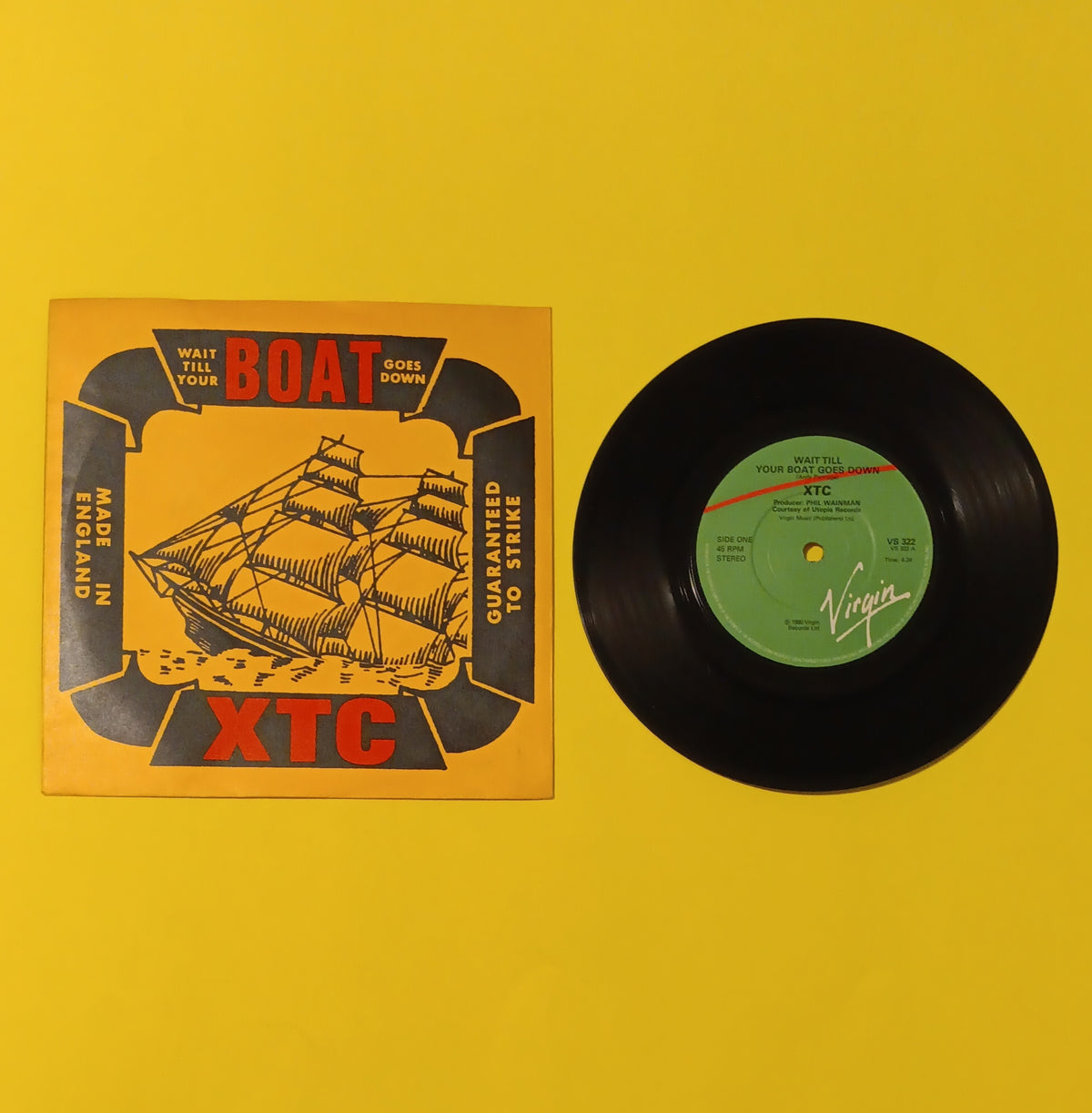 XTC - Wait Til Your Boat Goes Down (UK 7") - 1980 - VS 322 Used - VG++ - Vinyl