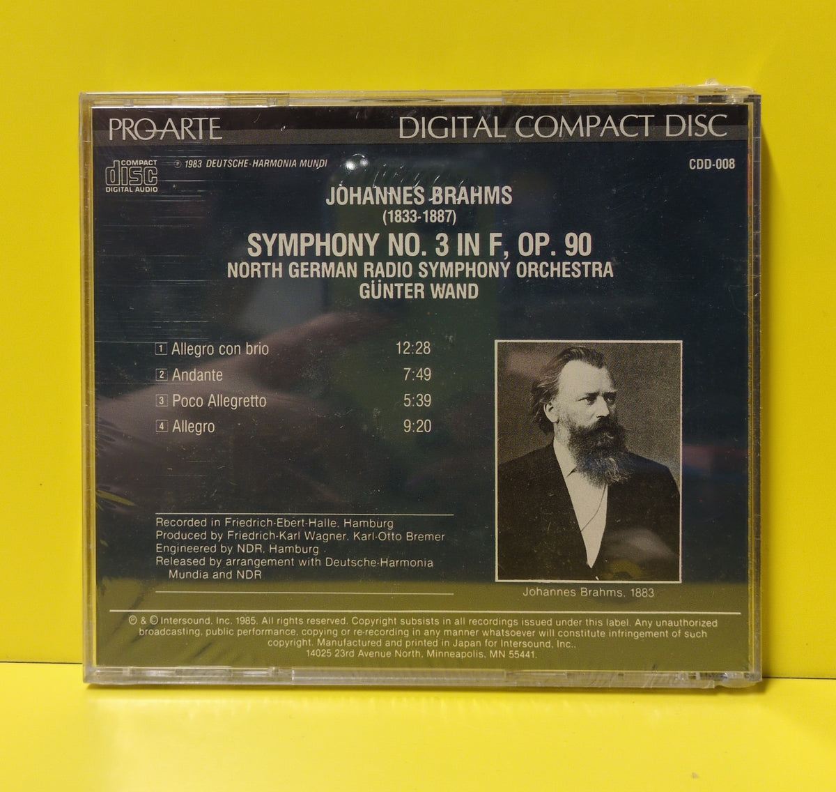 Brahms, Gunter Wand, North German Radio Symphony Orchestra - Symphony No. 3 in F, OP. 90 - 1984 - CDD-008 New - Sealed - CDs