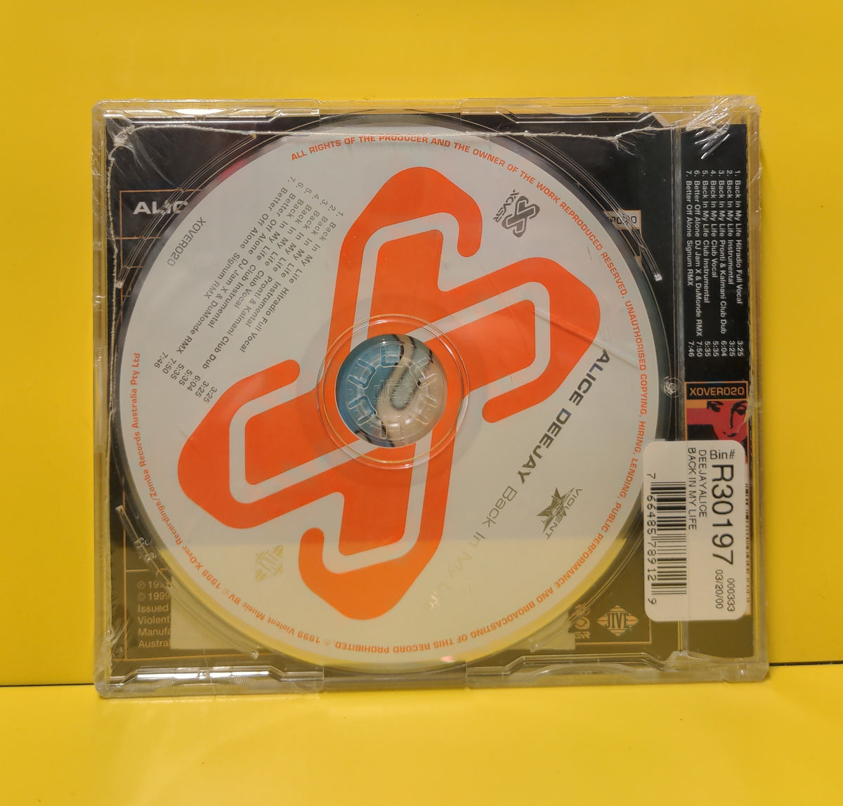 Alice Deejay - Back In My Life - 1999 - XOVER020 New - Sealed - CDs