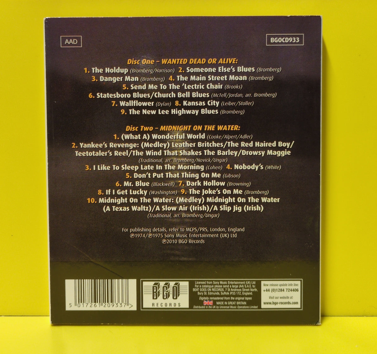 David Bromberg - Wanted Dead Or Alive/Midnight On The Water - 2010 - BGOCD933 Used - EX - 2xCD