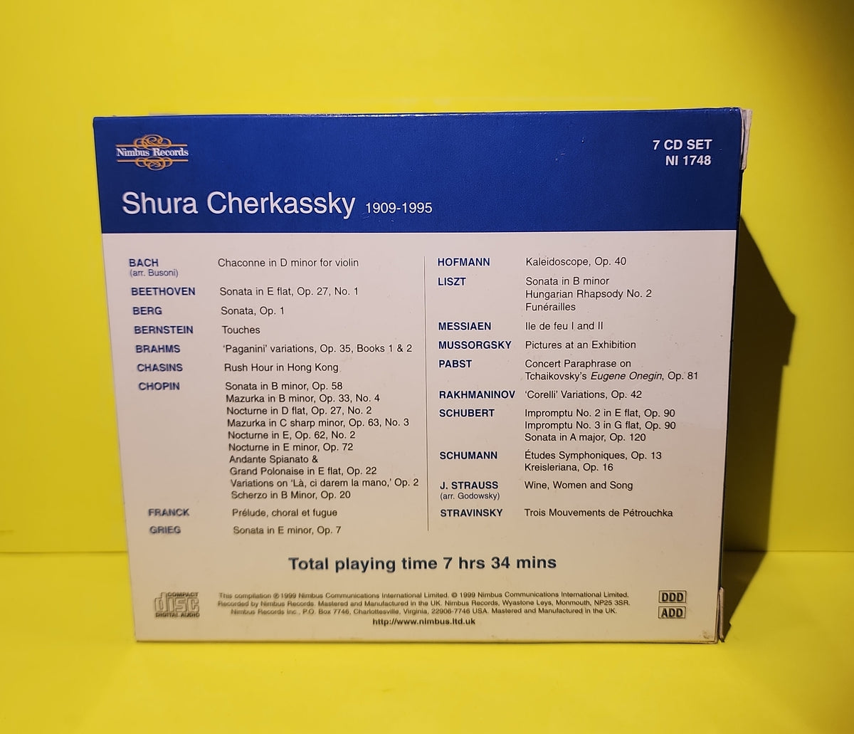Shura Cherkassky - 1909-1995 / 7 CD Box Set. - 2003 - NI 1733 Used - NM - CDs