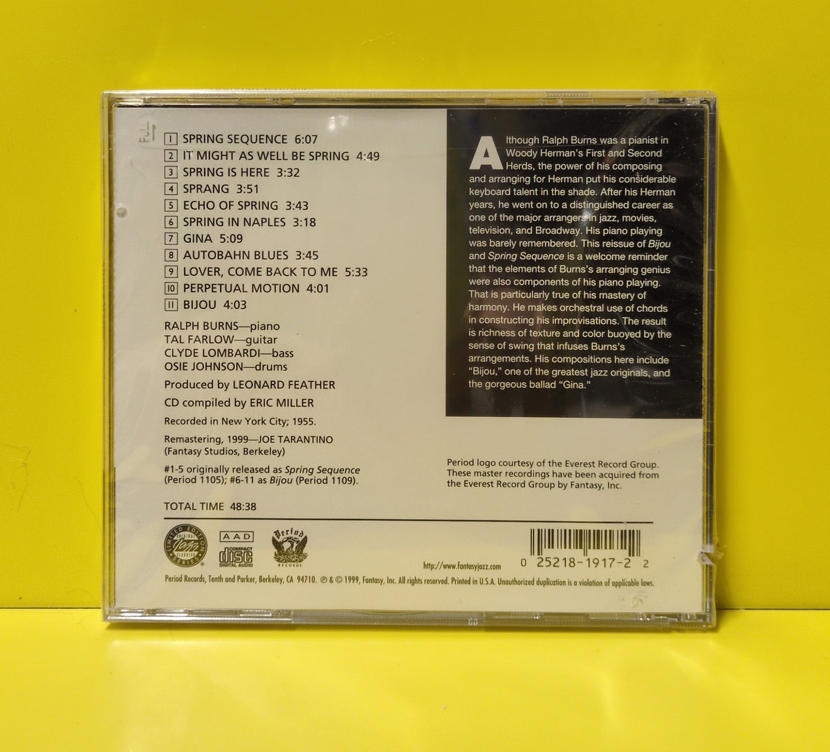 Ralph Burns - Bijou - 1999 - OJCCD-1917-2 New - Sealed - CDs - Limited Edition - Reissue - Remastered