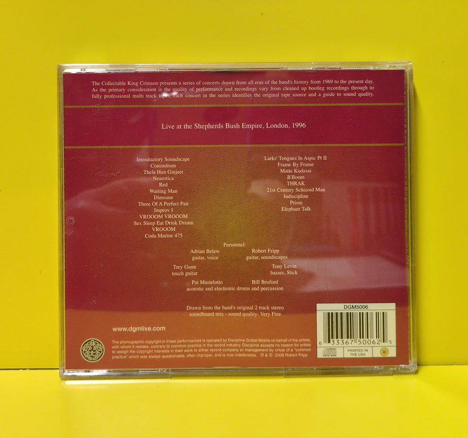 King Crimson - The Collectable King Crimson Volume Three (Live At The Shepherds Bush Empire, London, 1996) - 2008 - DGM5006 Used - VG++ - 2xCD
