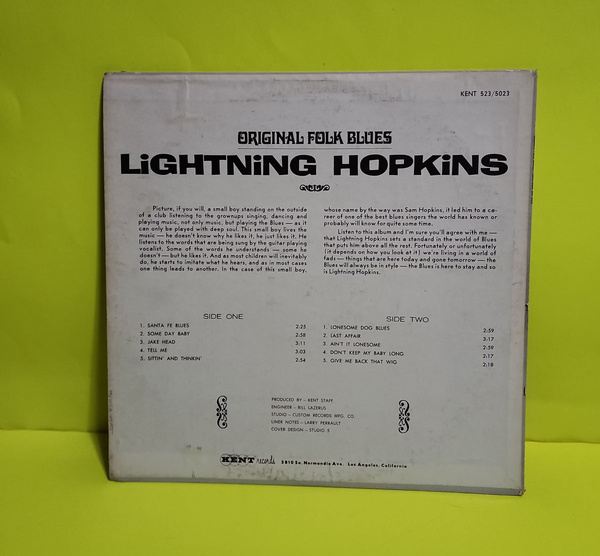 Lightning Hopkins  - Original Folk Blues  - 1967 - 524/5023 Used - EX - Vinyl