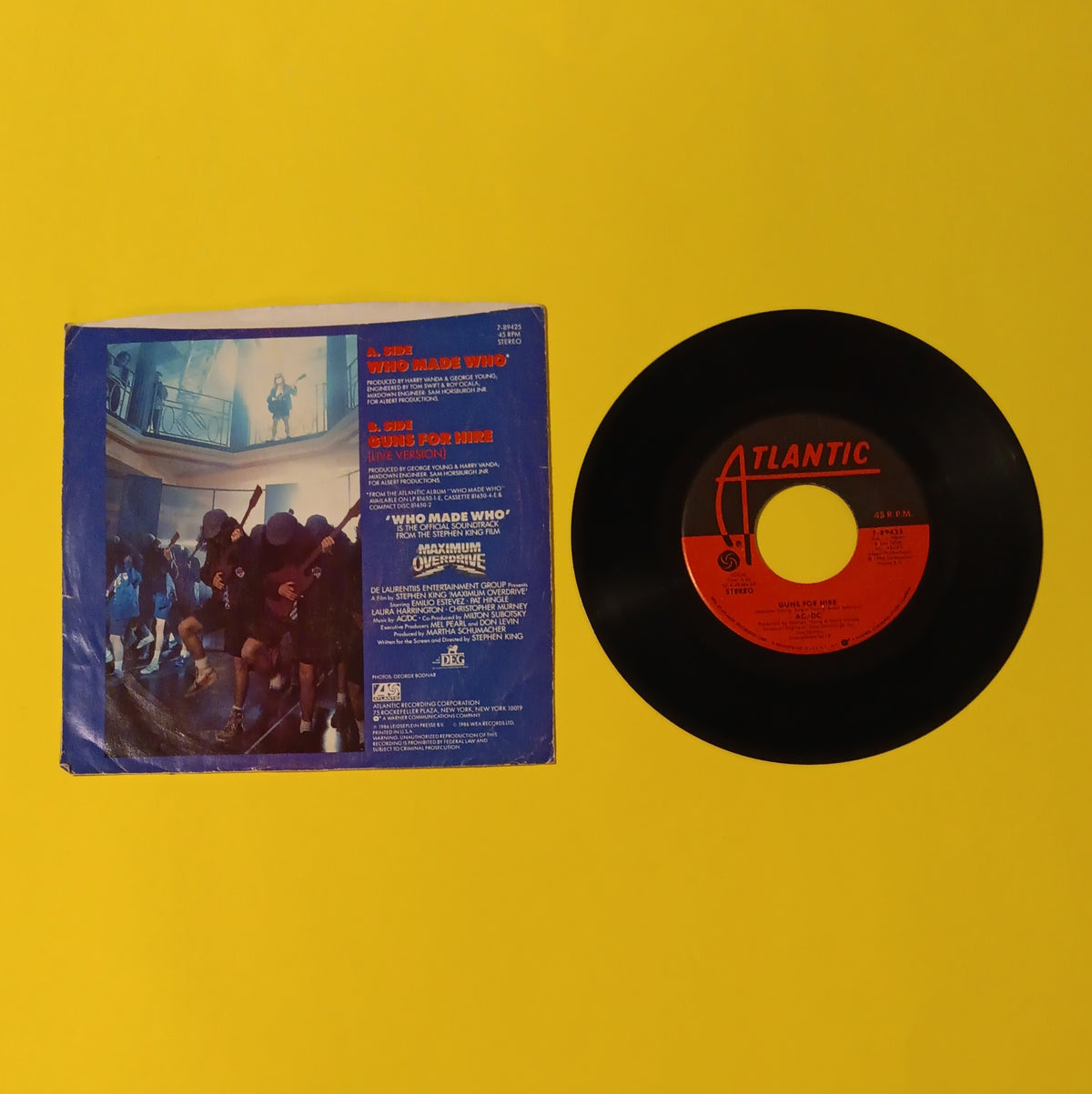 AC/DC - Who Made Who / Guns for Hire - 1986 - 7-89425 Used - VG++ - 7" Vinyl