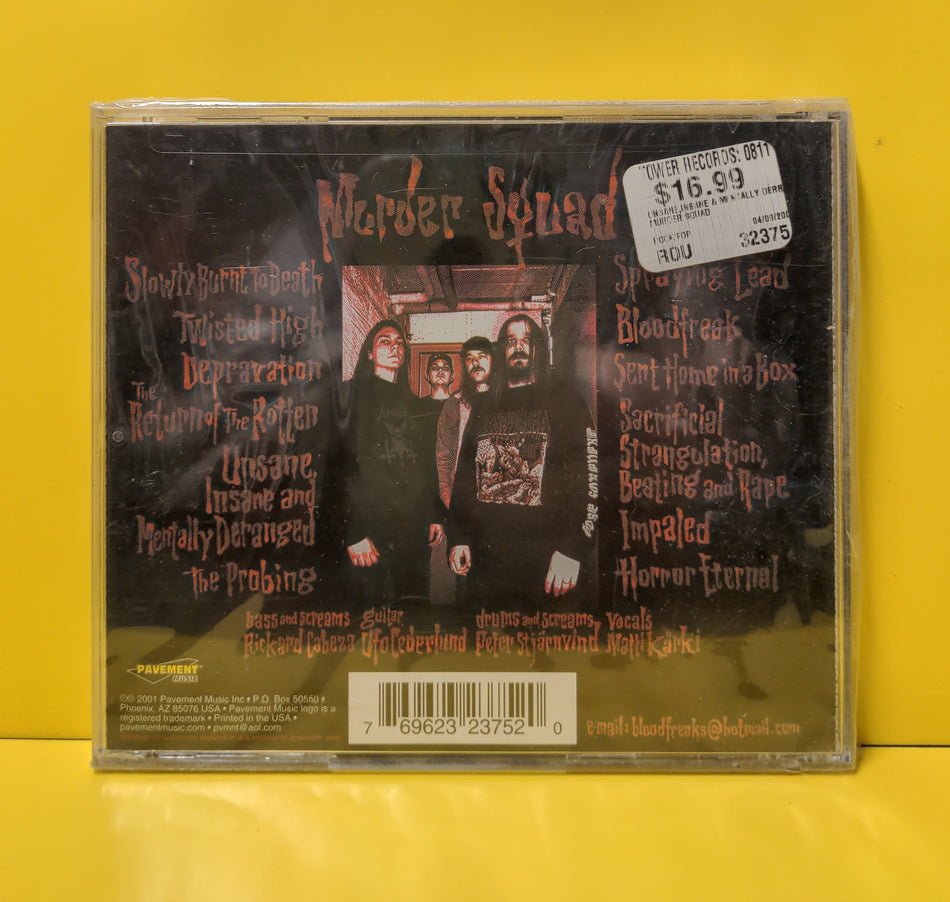 Murder Squad - Unsane, Insane And Mentally Deranged - 2001 - PVMT 32375 New - Sealed - CDs