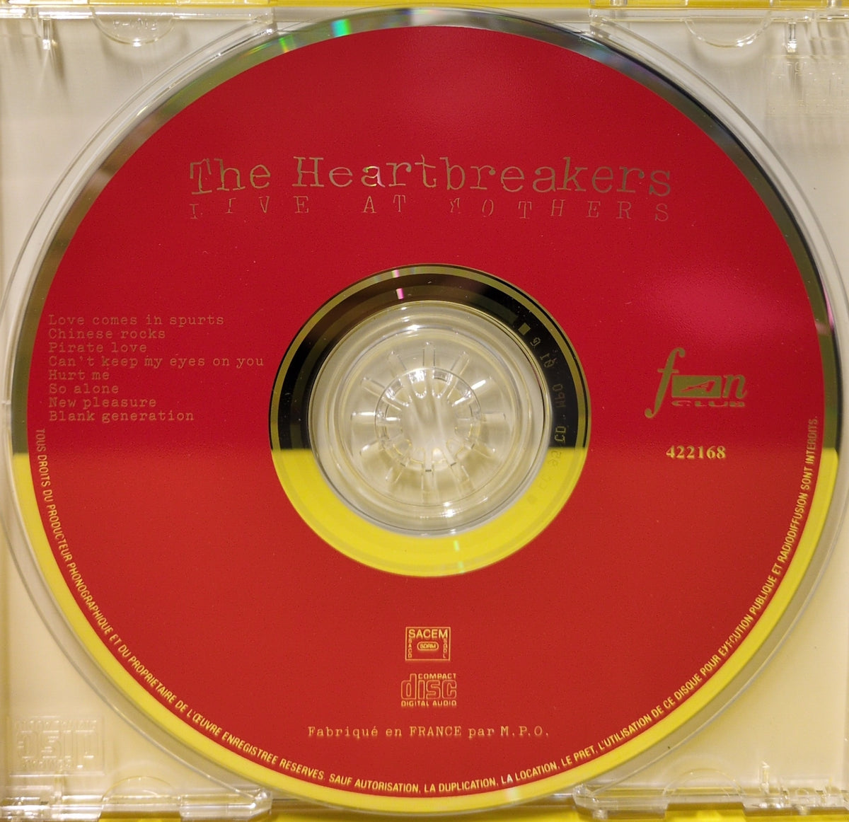 The Heartbreakers - Live At Mothers - 1993 - 422168 Used - EX - CDs