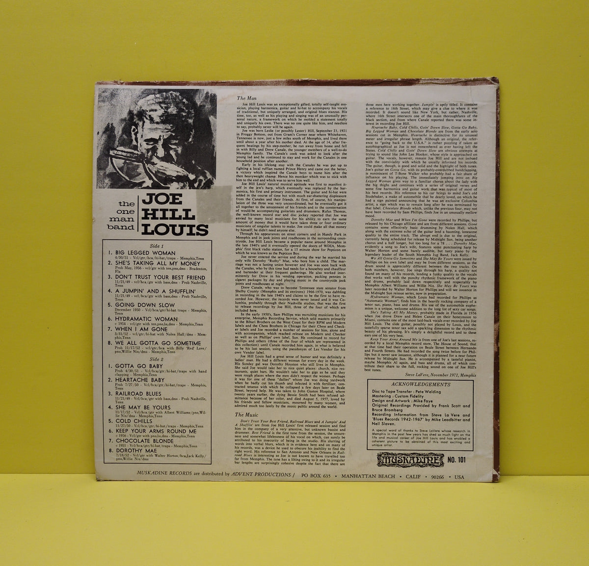 Joe Hill Louis - The One Man Band - 1971 - M 101 Used - VG++ - Vinyl
