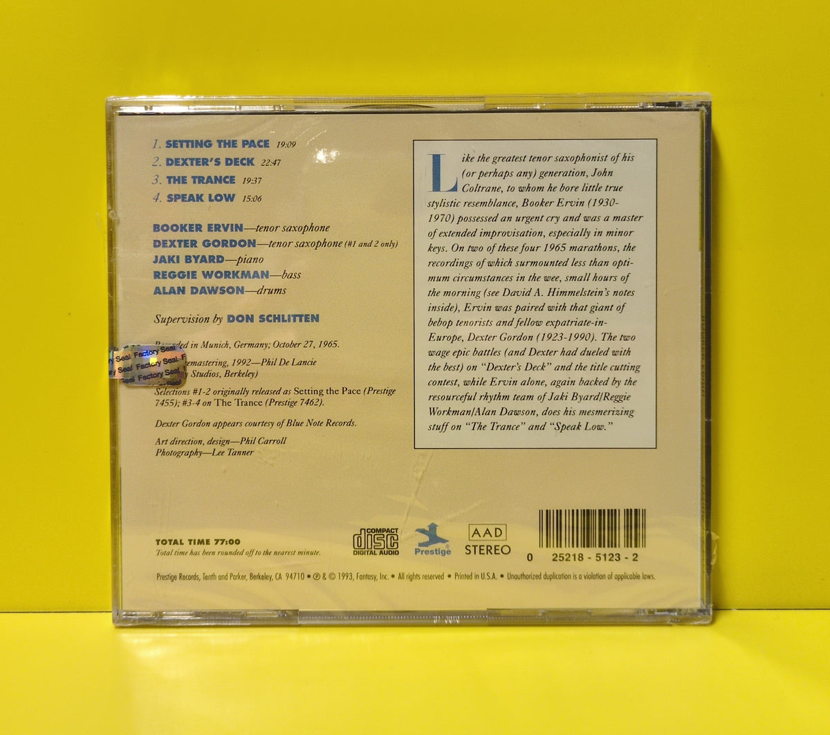Booker Ervin With Dexter Gordon - Setting The Pace - 1993 - PRCD-24123-2 New - Sealed - CDs