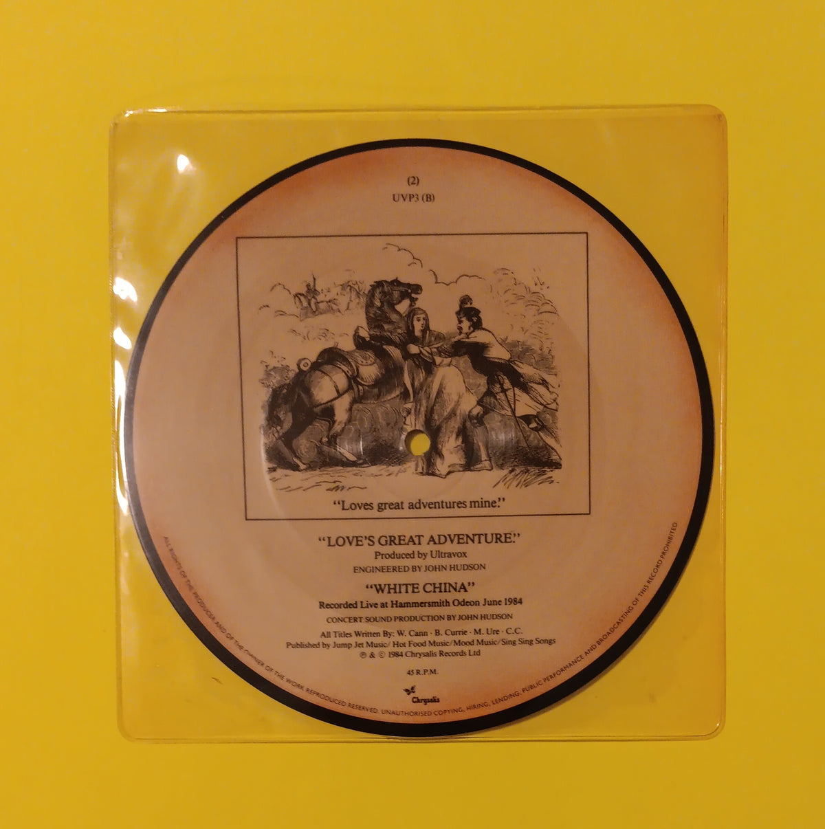 Ultravox  - Love's Great Adventure (UK 7" Pic Disc) - 1984 - UVP3 Used - VG++ - Vinyl