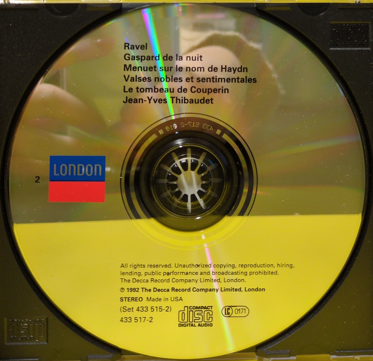 Ravel, Jean-Yves Thibaudet - L'Oeuvre Pour Piano Seul - 1992 - 433 515-2 Used - EX - 2xCD