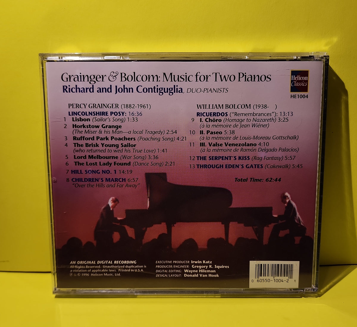 Richard & John Contiguglia - Grainger & Bolcom / Music For Two Pianos - 1996 - HE 1004 Used - EX - CDs