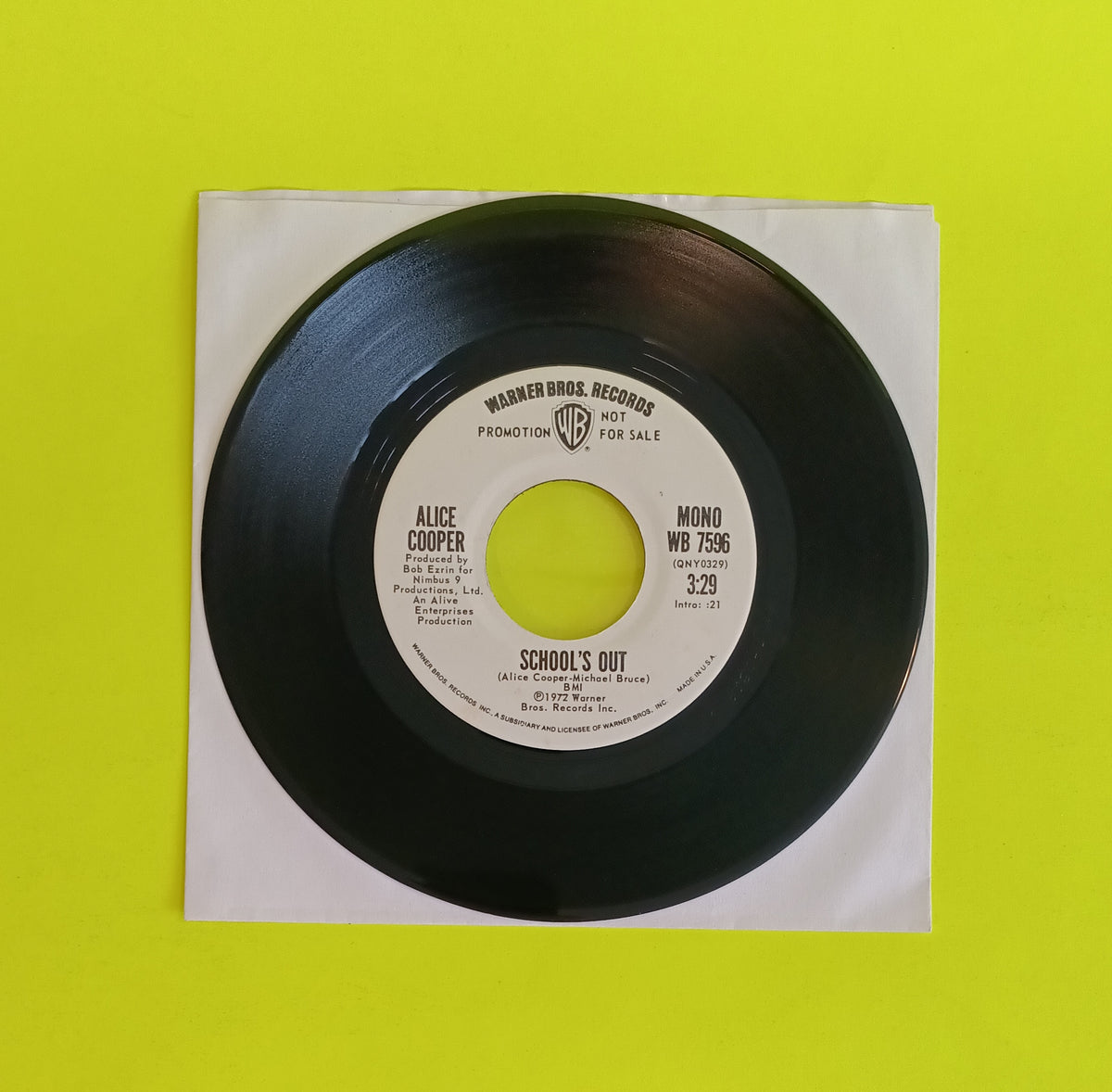 Alice Cooper - School's Out (Stereo / Mono Promo 7") - 1972 - WB 7596 Used - VG++ - Vinyl
