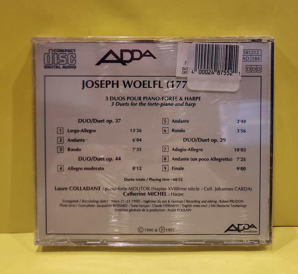 Catherine Michel Laure Colladant Joseph Woelfl - 3 Duos Piano-Forte & Harpe - 1991 - 58121 New - Sealed - CDs