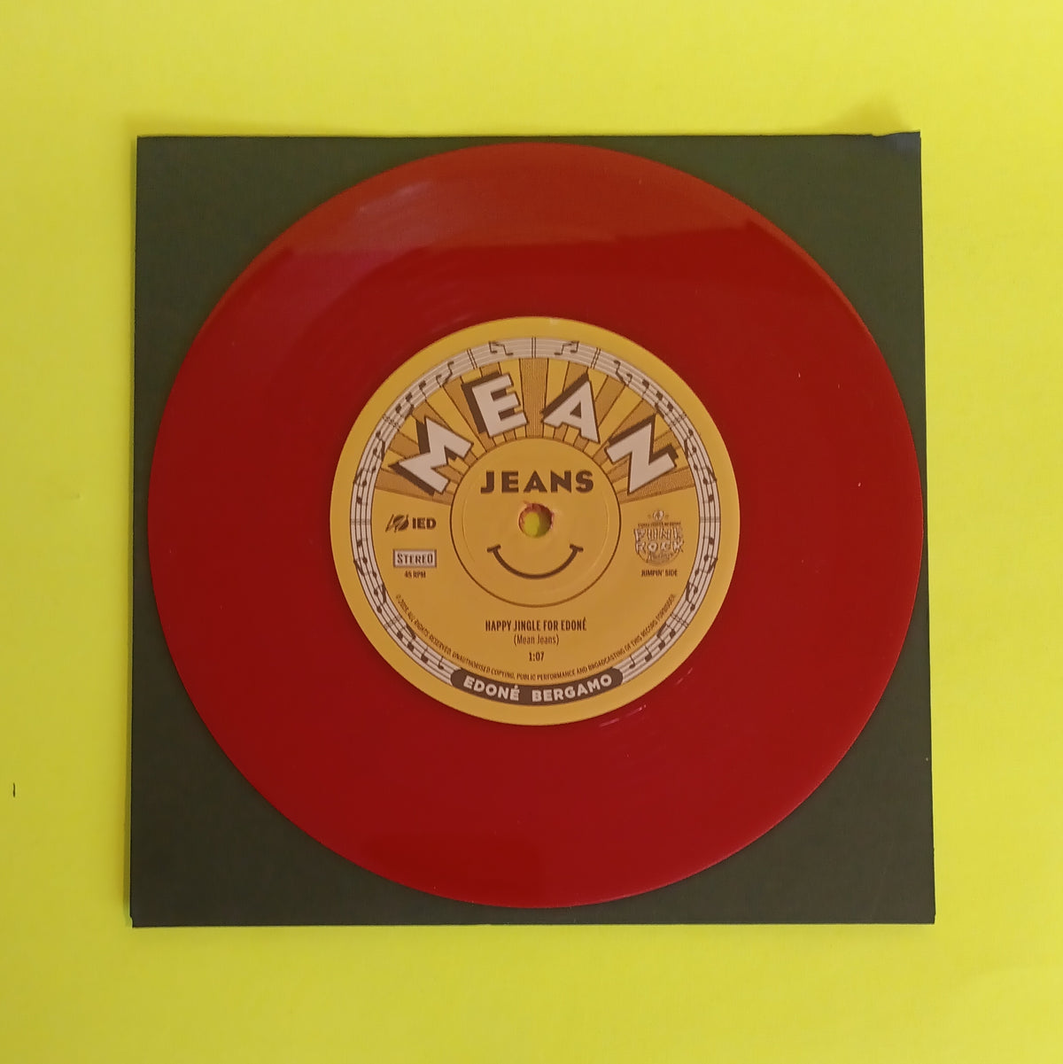 Mean Jeans - Edoné Bergamo (Italy Red 7") - 2019 - New - NM - Vinyl