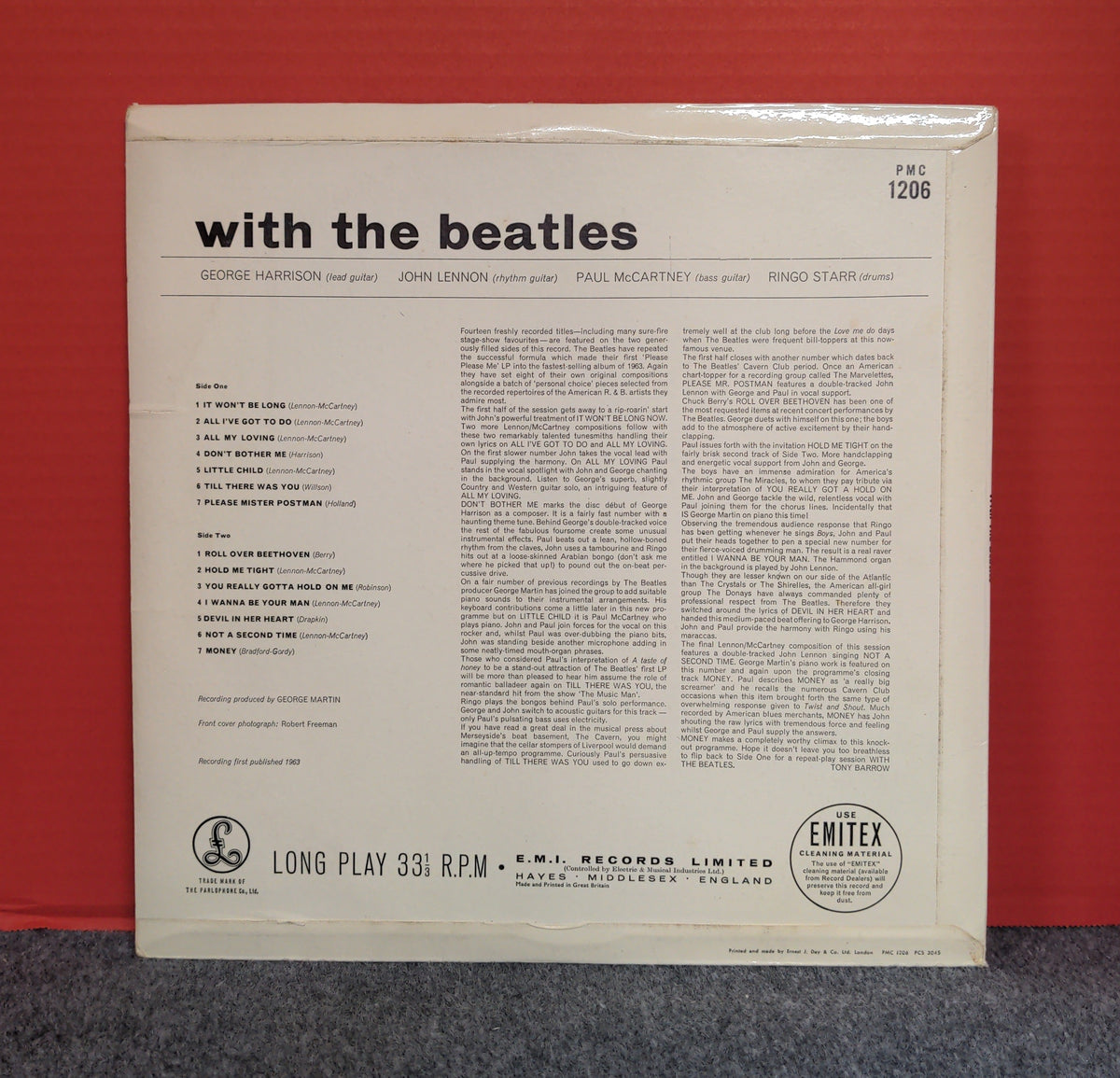 The Beatles - With The Beatles  - 1963 - PMC 1206 Used - VG++ - Vinyl - UK Import - Mono - Earnest J. Day Cover